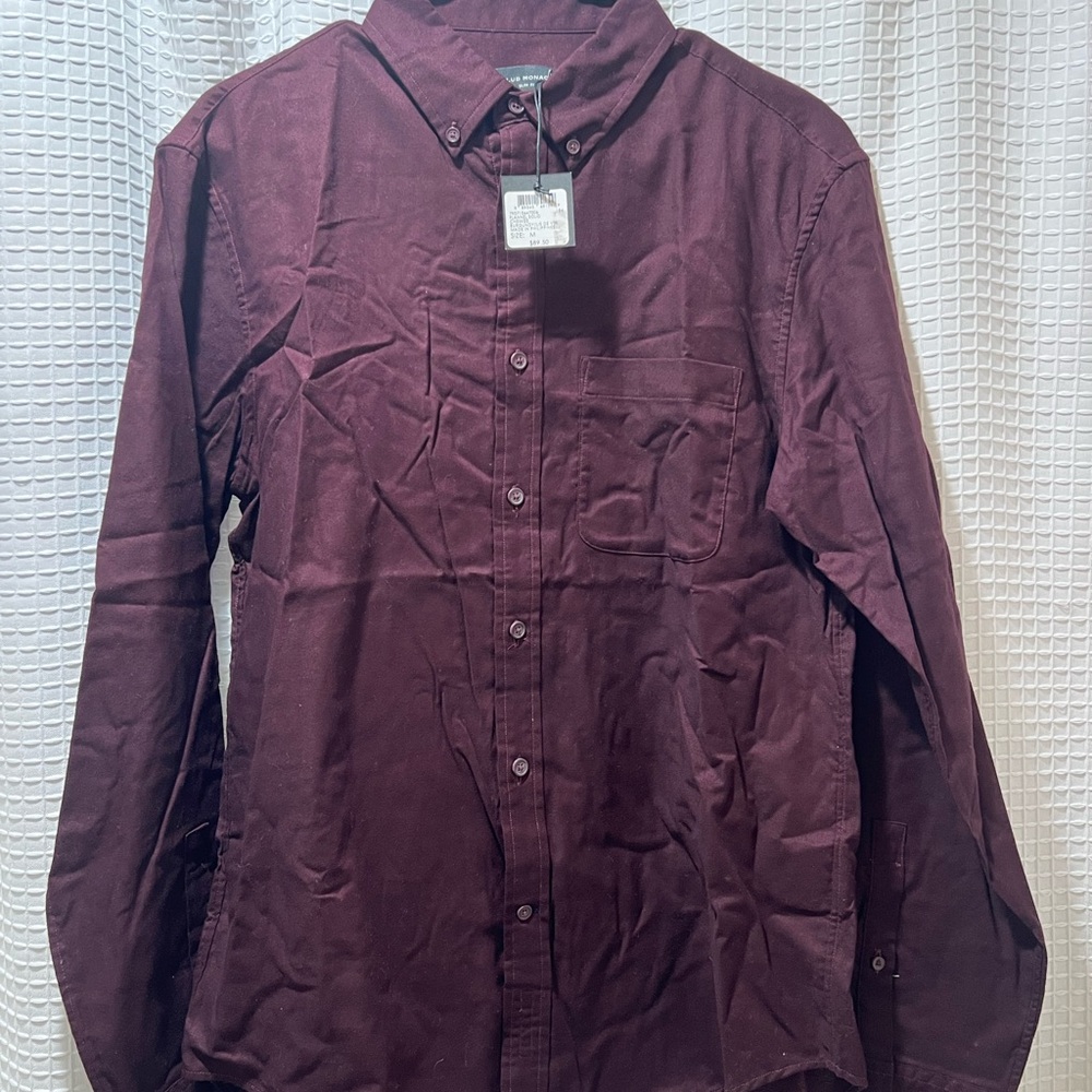 Club Monaco Burgundy Casual Button Down Shirt
